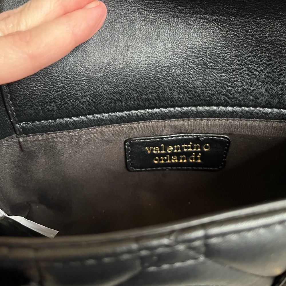 NWT Valentino Orlandi Black Leather Quilted Mini Tote Bag - Picture 3 of 6